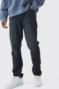 Straight Rigid Jean In Dark Grey | BoohooMAN UK