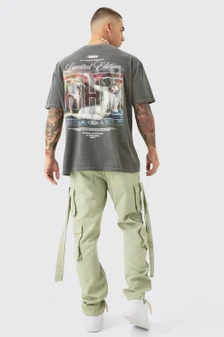 Straight Rigid Multi Pocket Overdye Cargo Jean In Khaki | BoohooMAN UK