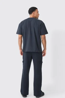 Straight Split Hem Heavy Distressed Applique Joggers | BoohooMAN UK