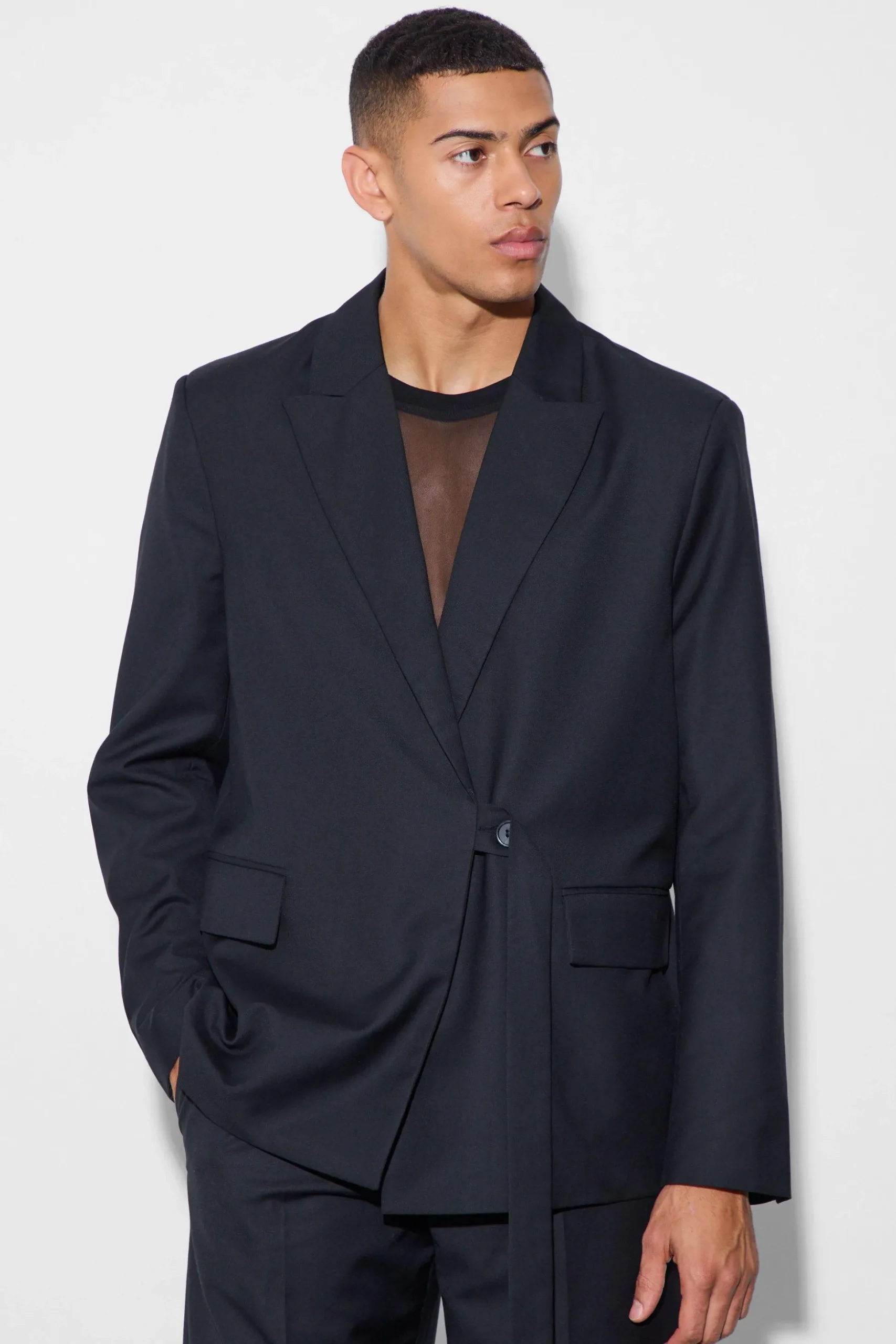 Strap Detail Oversized Blazer | BoohooMAN UK