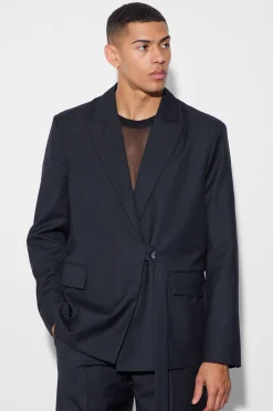 Strap Detail Oversized Suit | BoohooMAN UK