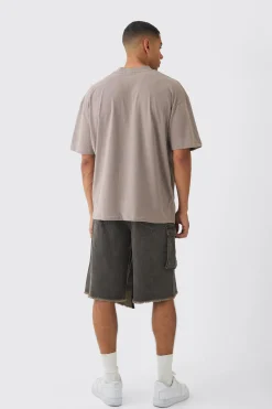 Strap Overlayed Denim Cargo Jorts | BoohooMAN UK