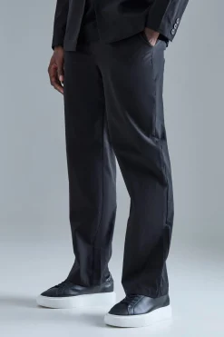 Stretch Tailored Straight Fit Trousers | BoohooMAN UK