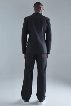 Stretch Tailored Straight Fit Trousers | BoohooMAN UK
