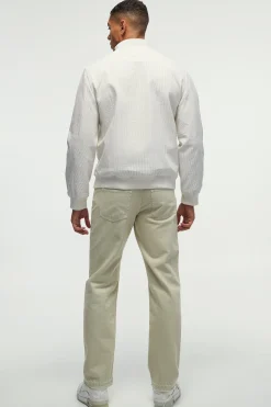 Stripe Seersucker Funnel Neck Smart Jacket | BoohooMAN UK