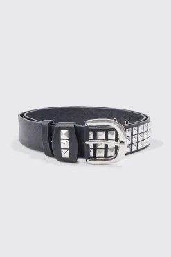 Studded Faux Leather Belt | BoohooMAN UK