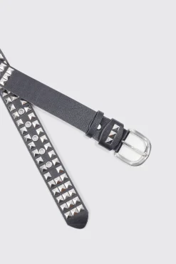 Studded Faux Leather Belt | BoohooMAN UK