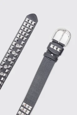 Studded Faux Leather Belt | BoohooMAN UK