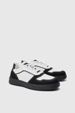 Suede Contrast Panel Trainer | BoohooMAN UK