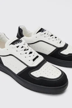 Suede Contrast Panel Trainer | BoohooMAN UK