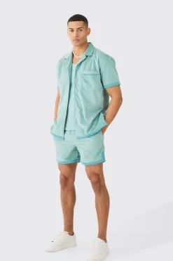 Suede Oversized Shirt And Short | BoohooMAN UK