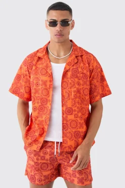 Sun Tile Shirt & Swim Short Set | BoohooMAN UK