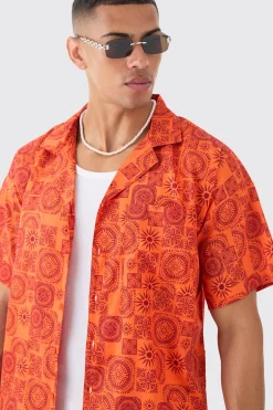 Sun Tile Shirt & Swim Short Set | BoohooMAN UK