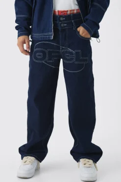 Super Baggy Rigid Boxer Double Waistband Jeans | BoohooMAN UK