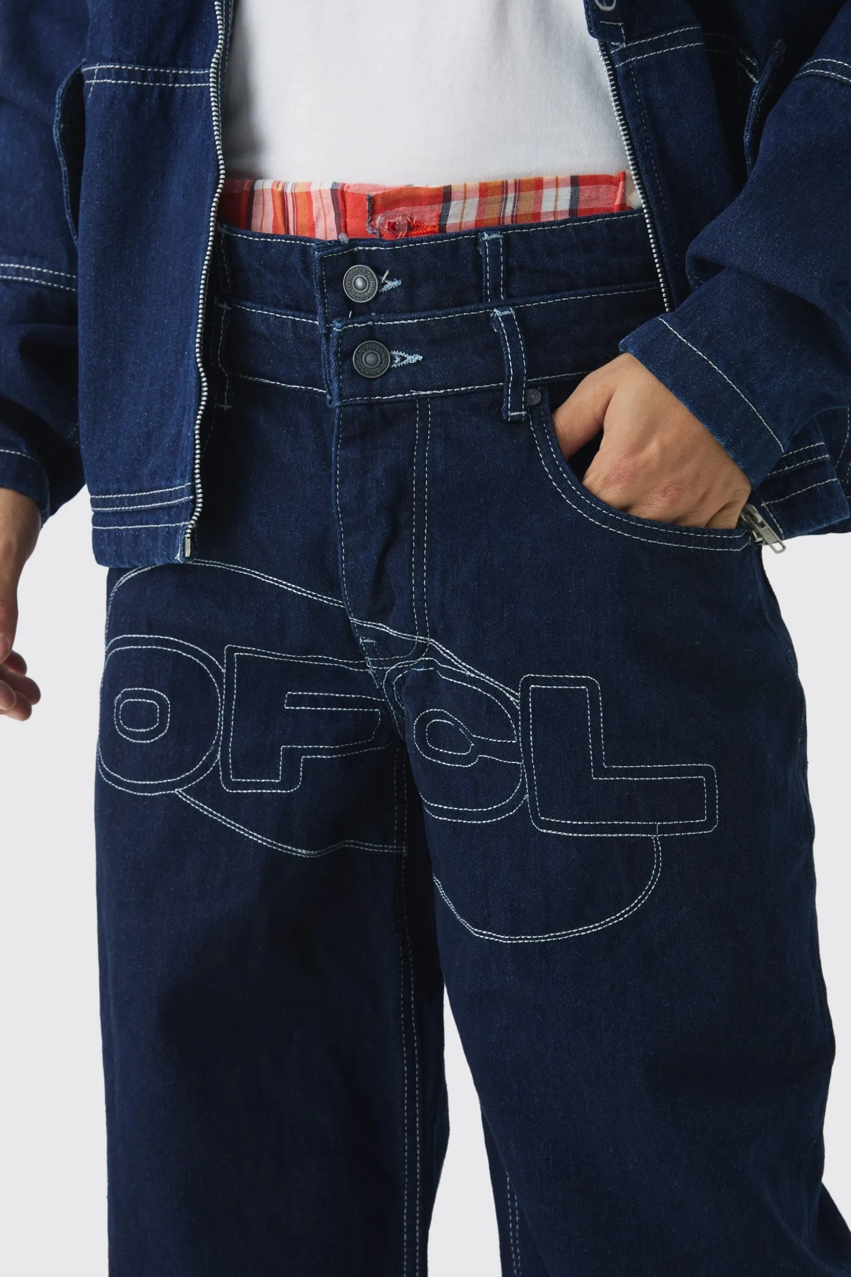 Super Baggy Rigid Boxer Double Waistband Jeans | BoohooMAN UK