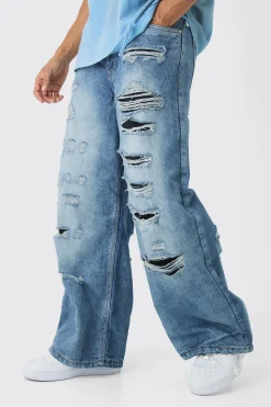 Super Baggy Rigid Rip & Repair Jeans | BoohooMAN UK