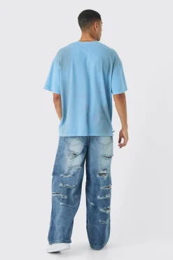 Super Baggy Rigid Rip & Repair Jeans | BoohooMAN UK
