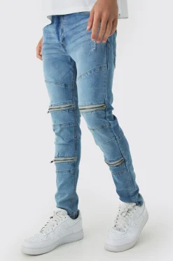 Super Skinny Biker Zip Detail Jeans | BoohooMAN UK
