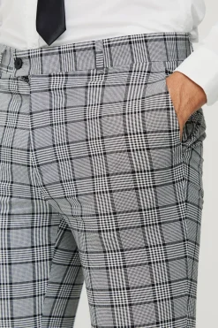 Super Skinny Black Check Crop Trouser | BoohooMAN UK