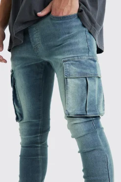 Super Skinny Cargo Jeans | BoohooMAN UK