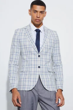 Super Skinny Check Single Breasted Suit | BoohooMAN UK