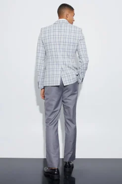 Super Skinny Check Single Breasted Suit | BoohooMAN UK