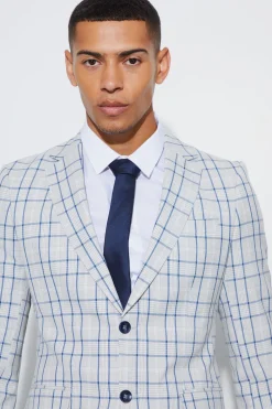 Super Skinny Check Single Breasted Suit | BoohooMAN UK