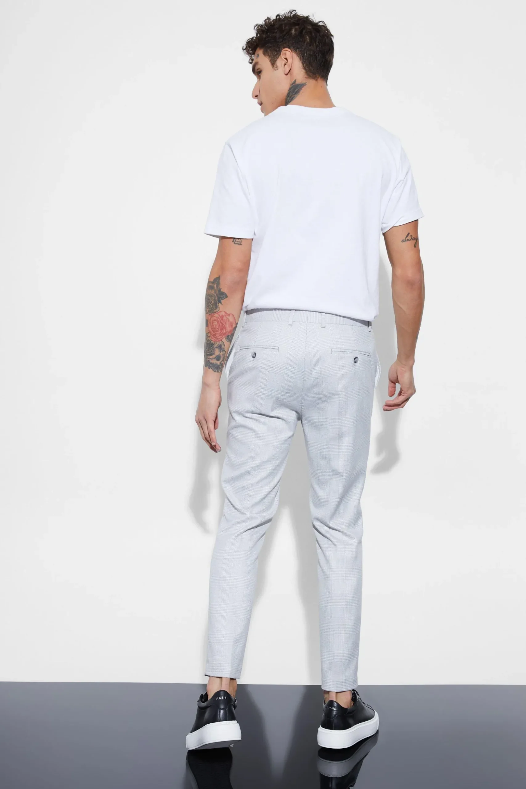 Super Skinny Check Smart Trouser | BoohooMAN UK