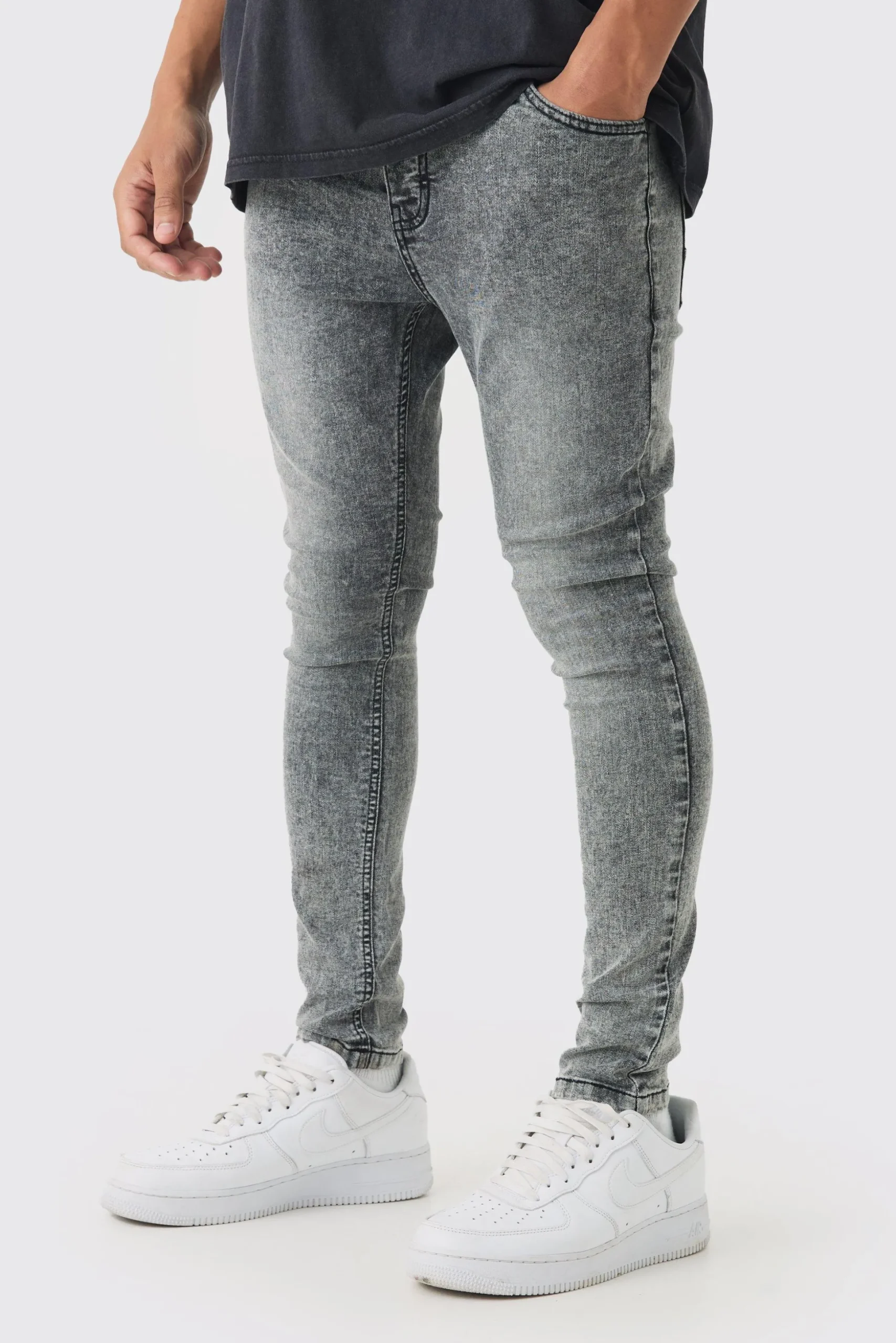 Super Skinny Fit Stretch Jeans | BoohooMAN UK