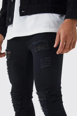 Super Skinny Jeans With All Over Rips | BoohooMAN UK