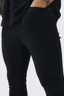 Super Skinny Stretch Jean In True Black | BoohooMAN UK