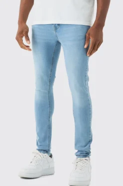 Super Skinny Stretch Jean In Light Blue | BoohooMAN UK