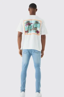 Super Skinny Stretch Jean In Light Blue | BoohooMAN UK