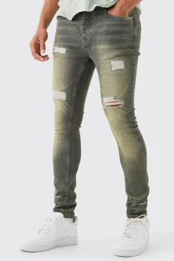 Super Skinny Stretch Ripped Jean | BoohooMAN UK