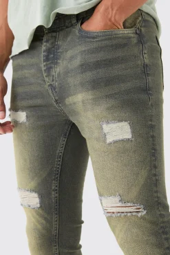 Super Skinny Stretch Ripped Jean | BoohooMAN UK