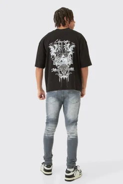 Super Skinny Stretch Ripped Jean In Dirty Wash | BoohooMAN UK