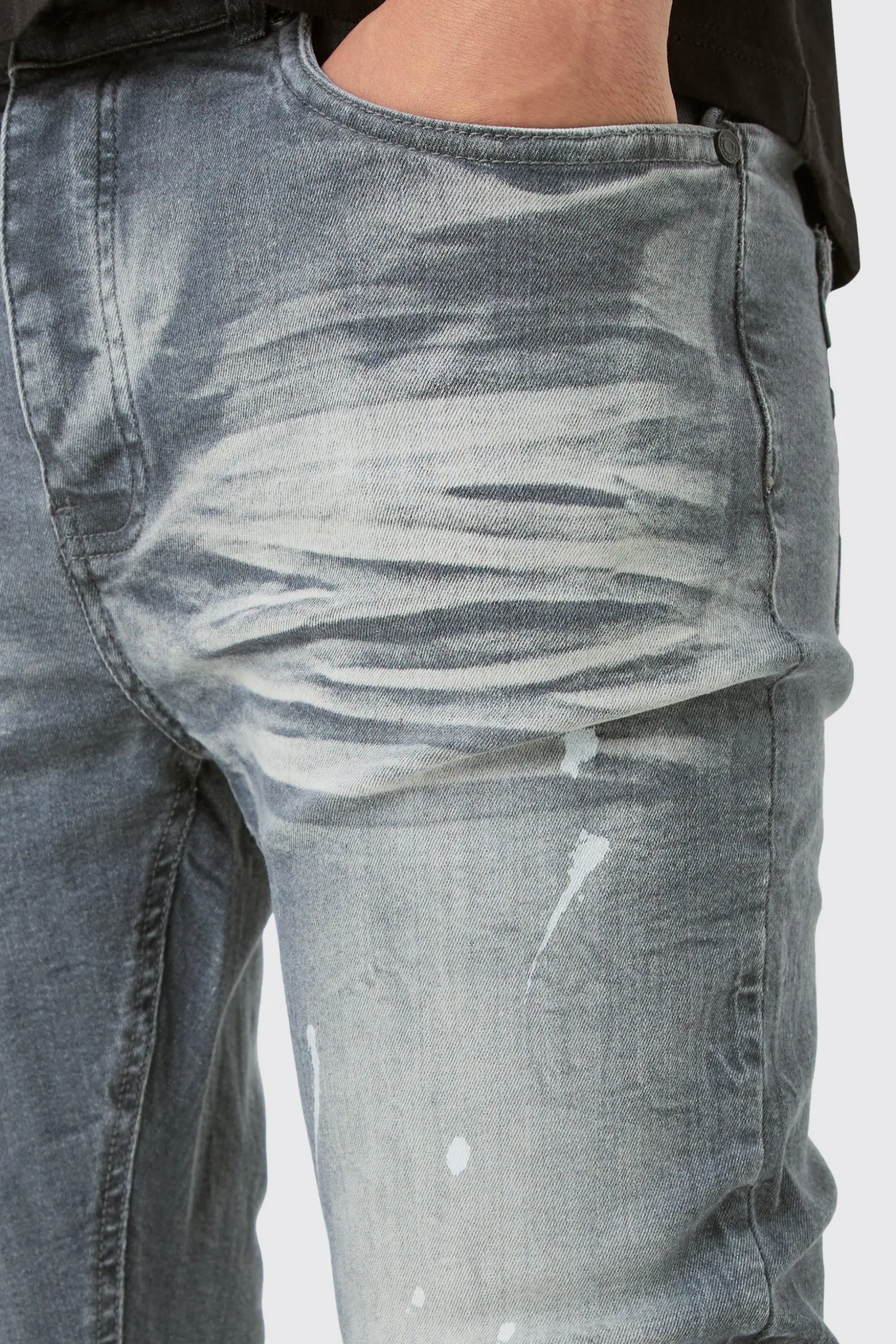 Super Skinny Stretch Ripped Jean In Dirty Wash | BoohooMAN UK