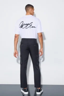 Tailored Cargo Straight Fit Trousers | BoohooMAN UK