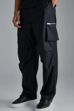Tailored Cargo Zip Pocket Trousers | BoohooMAN UK
