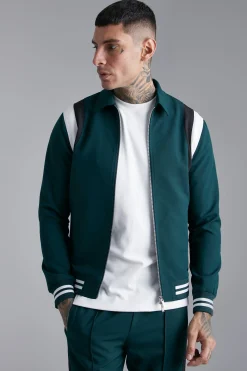 Tailored Collared Varsity Bomber Jacket | BoohooMAN UK