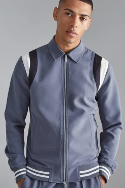 Tailored Collared Varsity Bomber Set | BoohooMAN UK