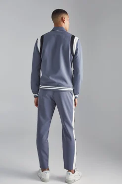 Tailored Collared Varsity Bomber Set | BoohooMAN UK