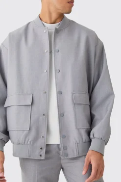 Tailored Oversized Bomber Jacket Smart Set | BoohooMAN UK