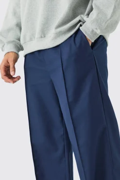 Tailored Pintuck Wide Leg Joggers | BoohooMAN UK