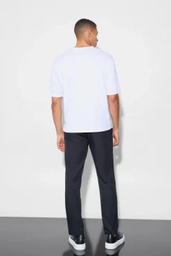 Tailored Straight Leg Trousers | BoohooMAN UK