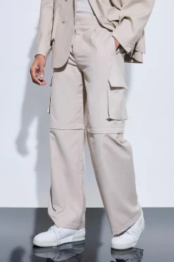 Tailored Zip Off Cargo Hybrid Trousers | BoohooMAN UK