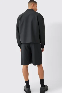 Tailored Zip Up Boxy Fit Harrington Jacket | BoohooMAN UK