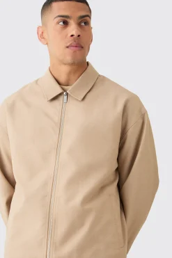 Tailored Zip Up Boxy Fit Harrington Smart Set | BoohooMAN UK