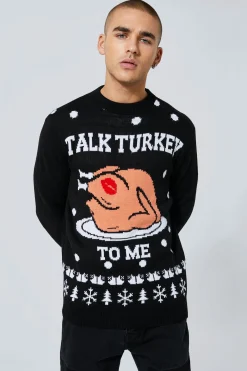 Talk Turkey To Me Christmas Jumper | BoohooMAN UK