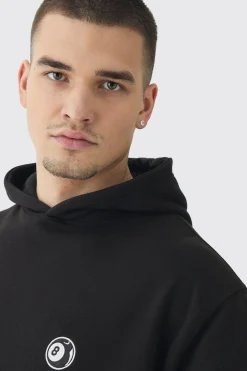 Tall 8 Ball Embroidered Hoodie | BoohooMAN UK